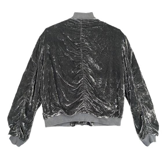 Free People Gray Velvet Bomber Jacket - Picture 3 of 6